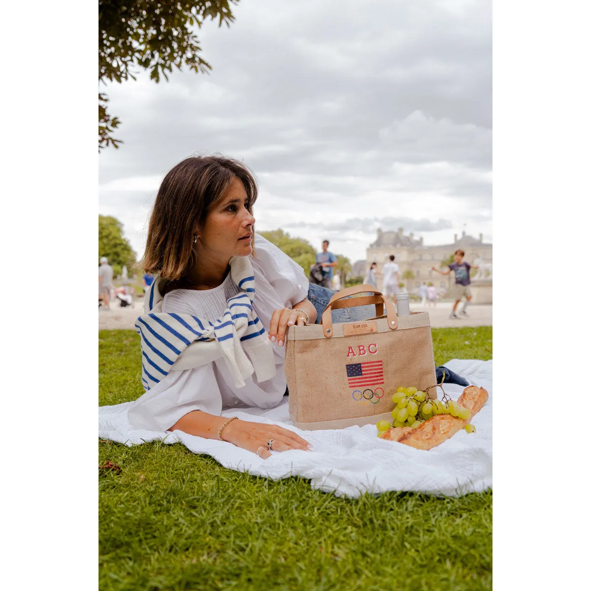 Petite Market Bag in Natural for Team USA "Red, White, and Blue"