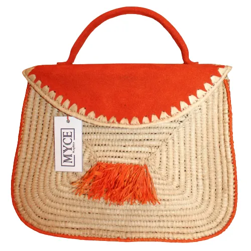 Raphia Handbag with Closure