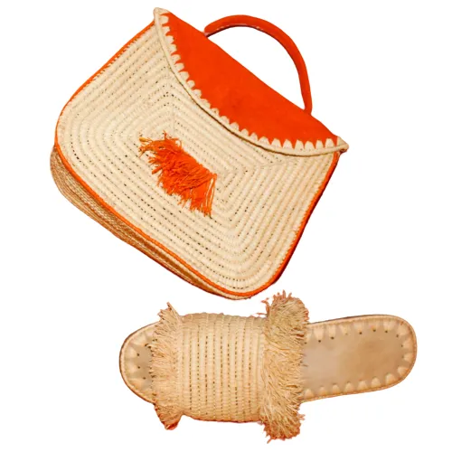 Raphia Handbag with Closure