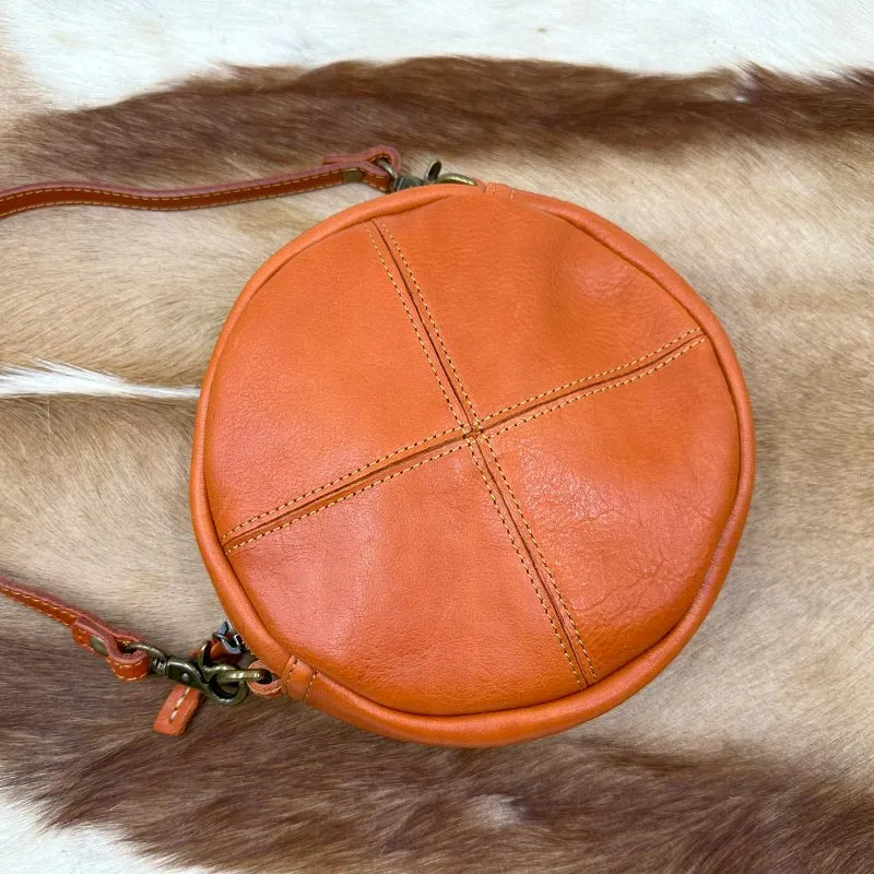 Round Leather Bag Round Leather Crossbody Bag