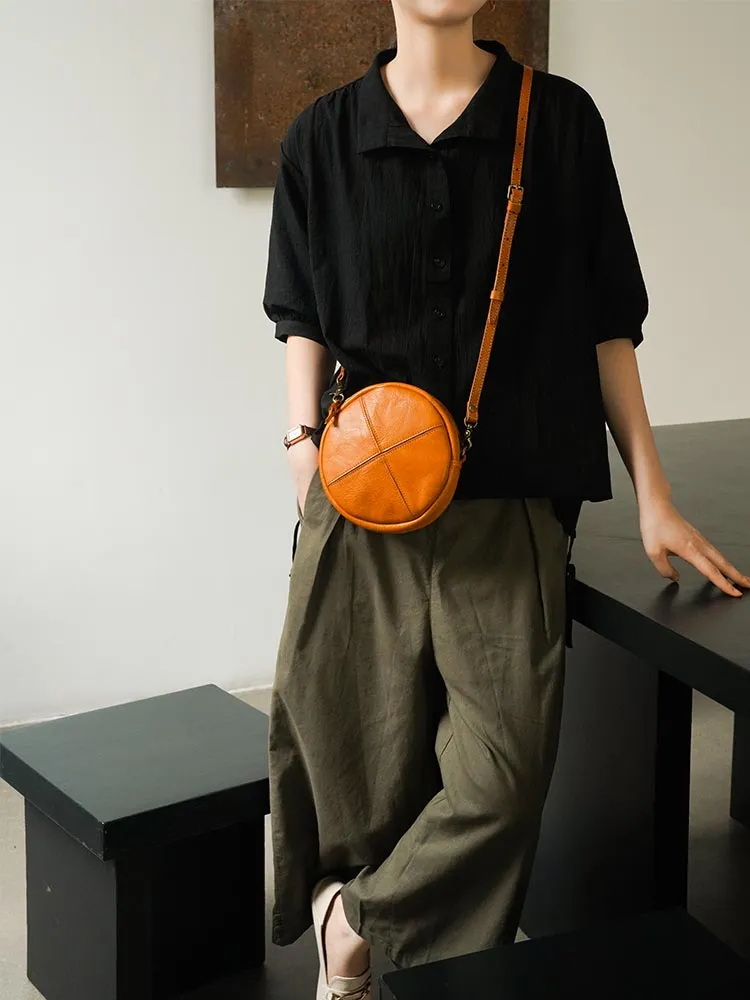 Round Leather Bag Round Leather Crossbody Bag