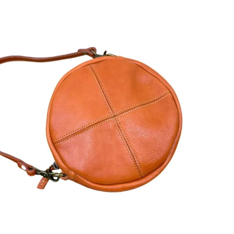 Round Leather Bag Round Leather Crossbody Bag