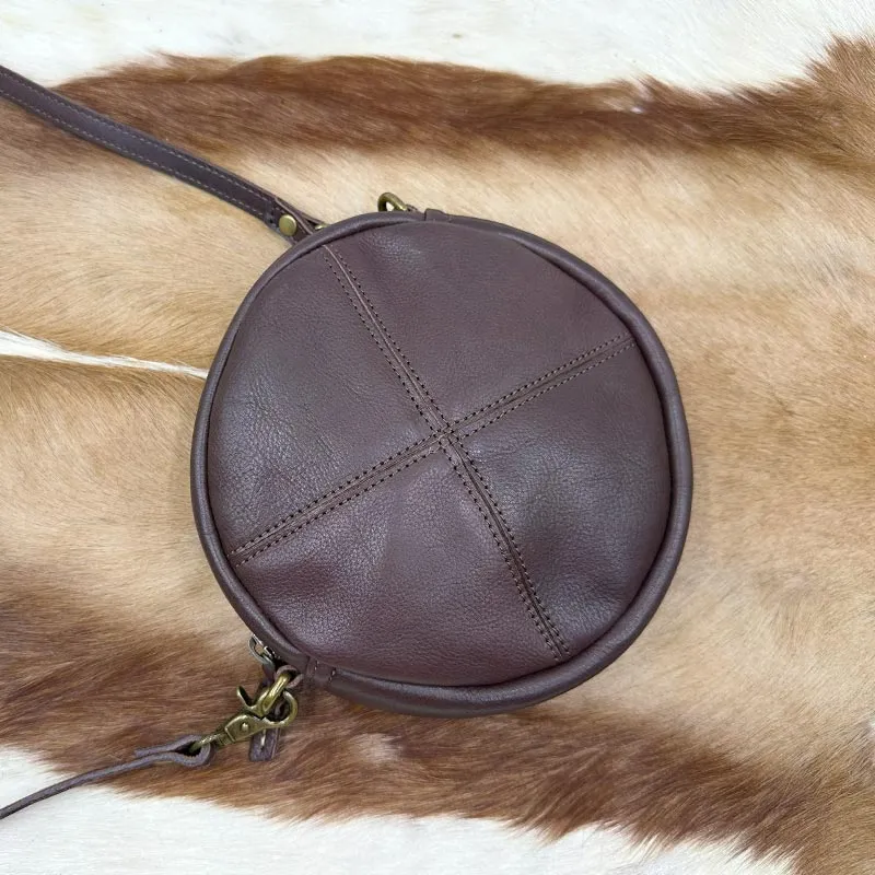 Round Leather Bag Round Leather Crossbody Bag