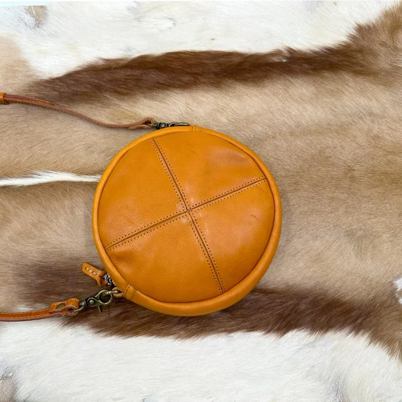 Round Leather Bag Round Leather Crossbody Bag