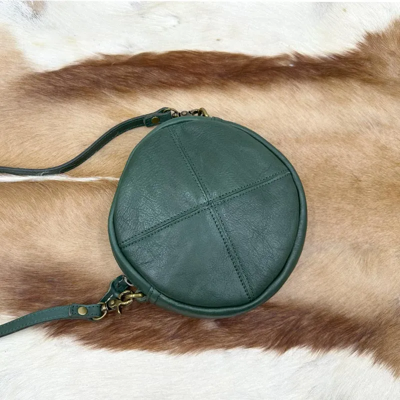 Round Leather Bag Round Leather Crossbody Bag