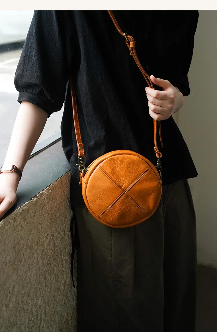 Round Leather Bag Round Leather Crossbody Bag