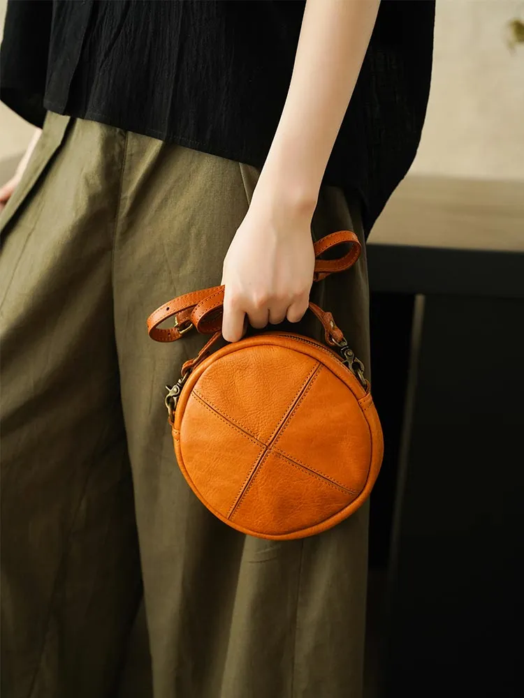 Round Leather Bag Round Leather Crossbody Bag