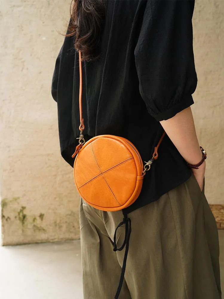 Round Leather Bag Round Leather Crossbody Bag