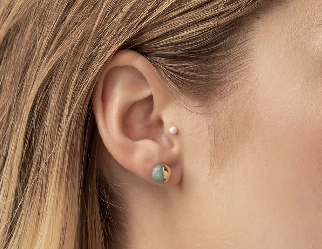 Scout Stone Dipped Stud Earrings - African Turquoise & Gold