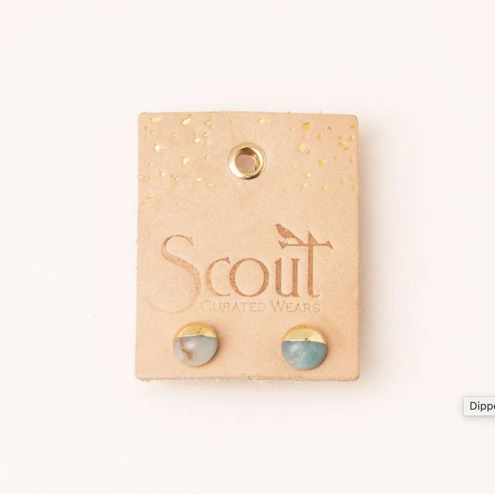 Scout Stone Dipped Stud Earrings - Black Spinel & Gold