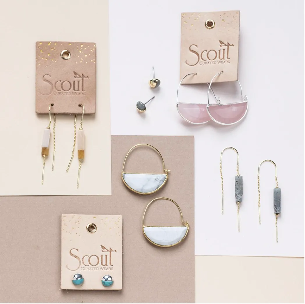 Scout Stone Dipped Stud Earrings - Black Spinel & Gold