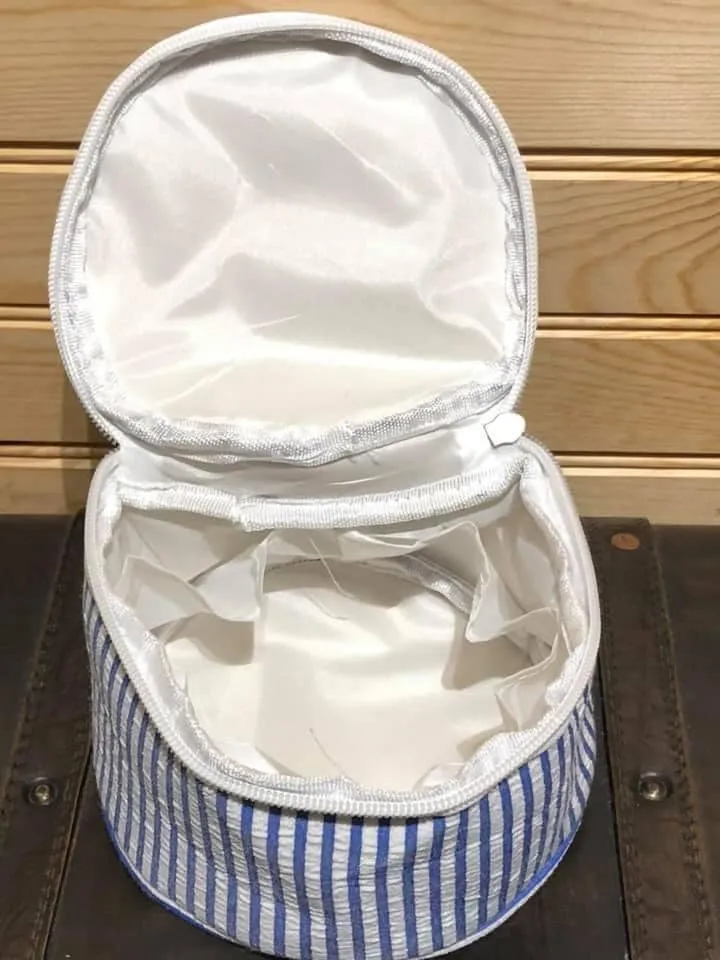 Seersucker Round Jewelry Pouch - Purple