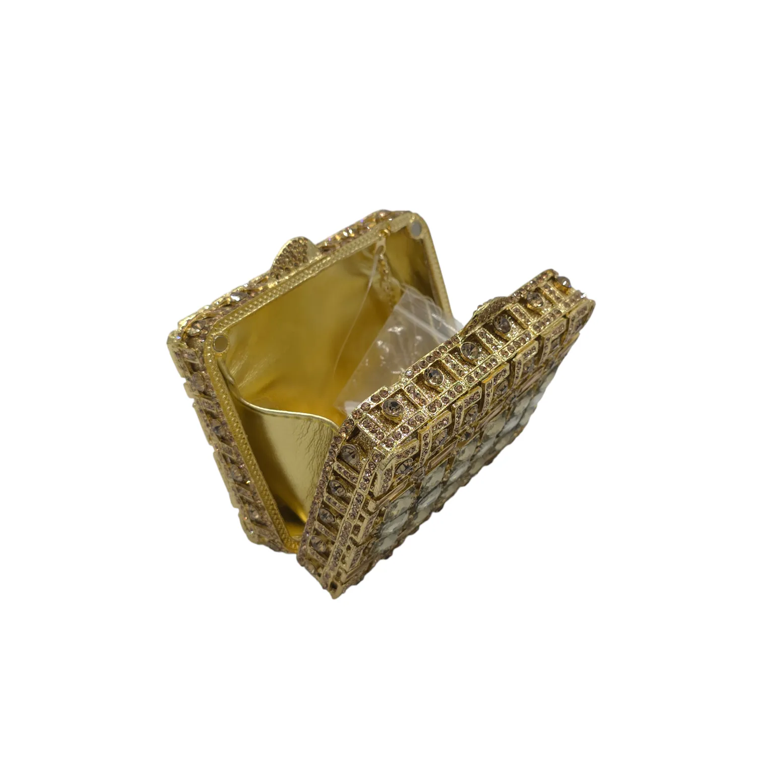 Silver Crystal Square Clutch