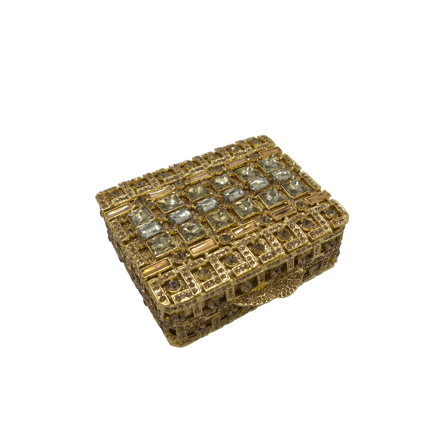 Silver Crystal Square Clutch