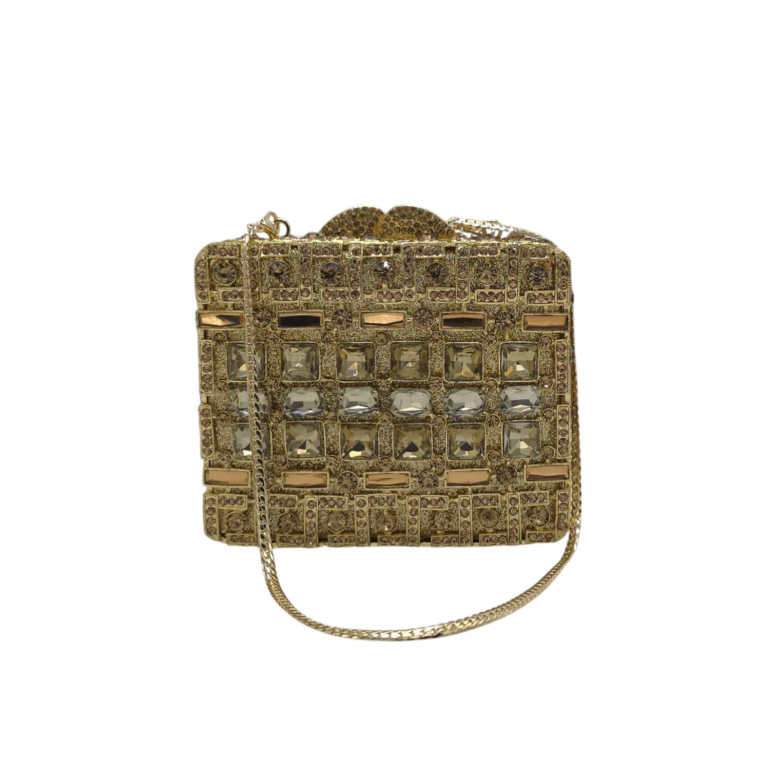 Silver Crystal Square Clutch