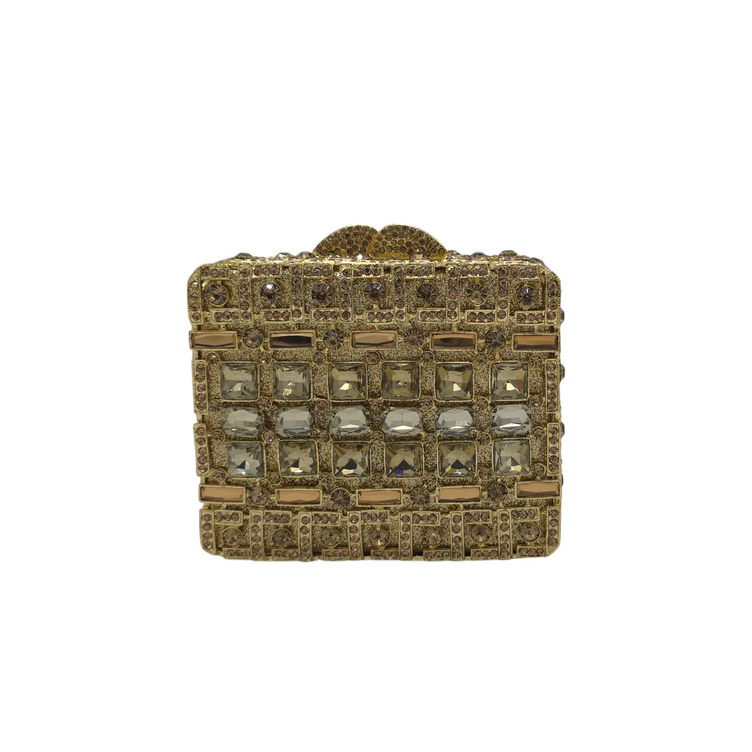 Silver Crystal Square Clutch