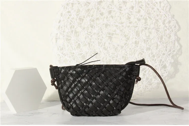 Small Ladies Woven Leather Crossbody Purse Boho Purses For Women