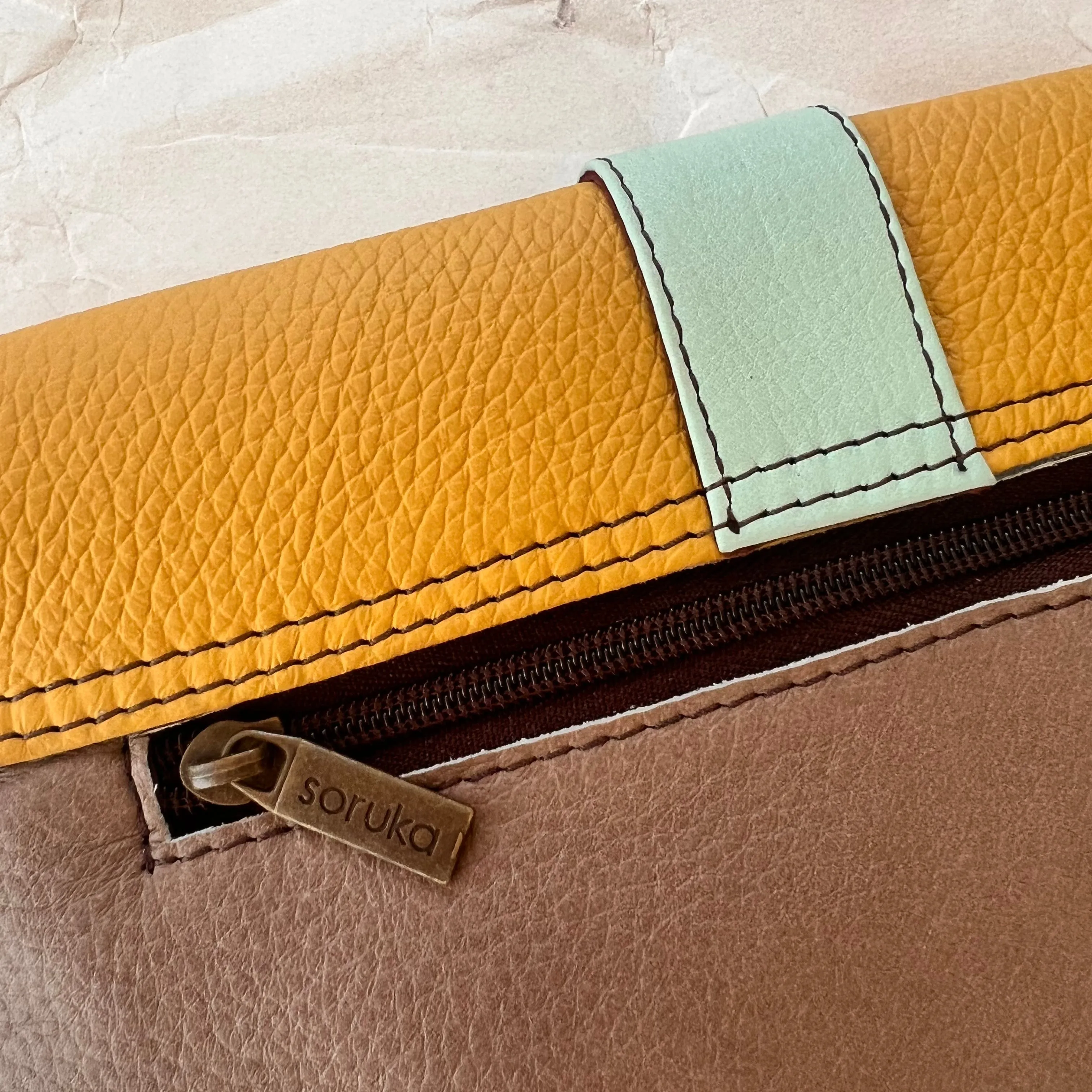 Soruka - Saddle Bag with Wristlet, Garnet & Mustard