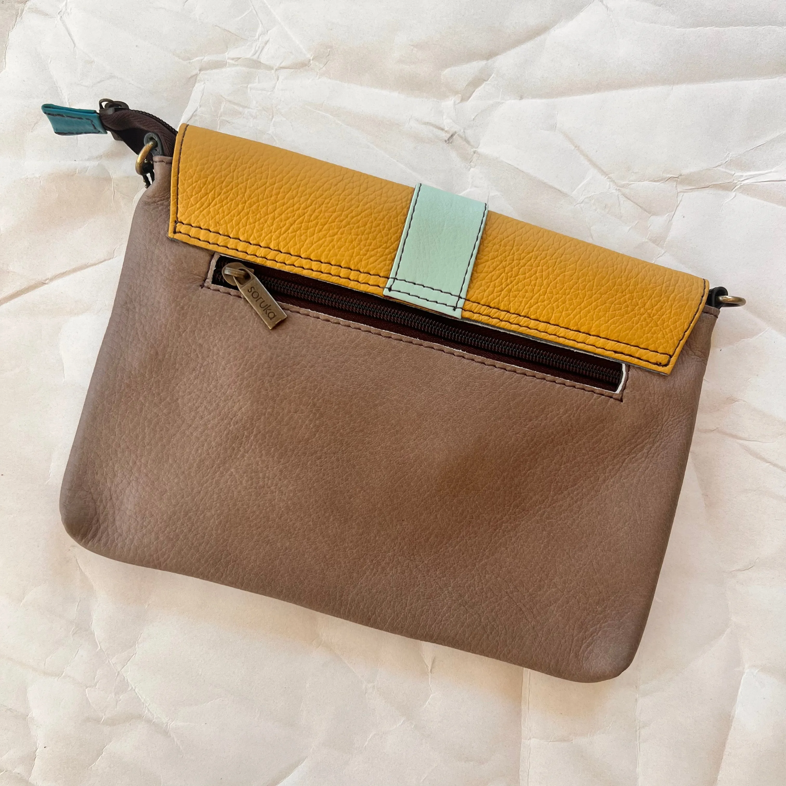 Soruka - Saddle Bag with Wristlet, Garnet & Mustard