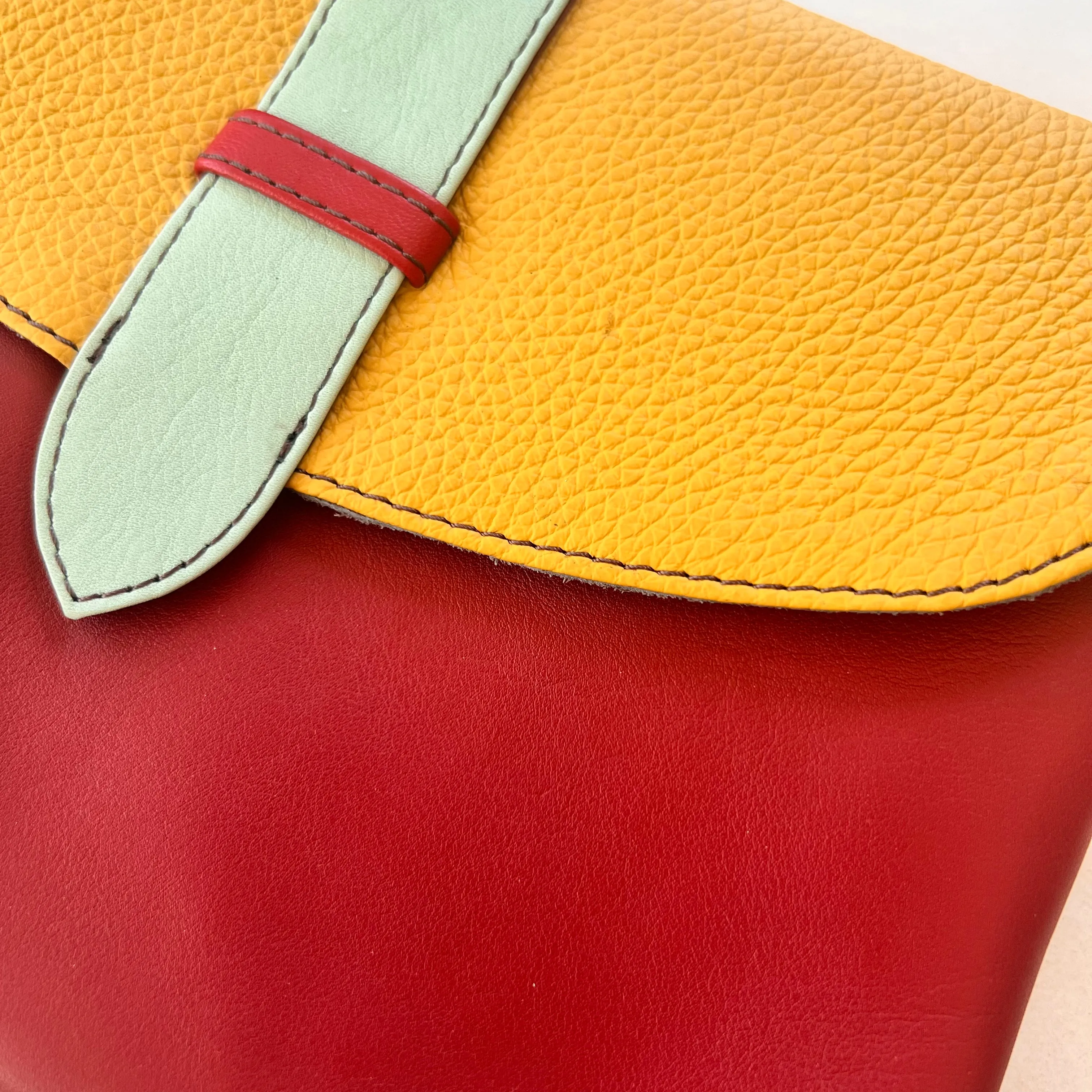 Soruka - Saddle Bag with Wristlet, Garnet & Mustard