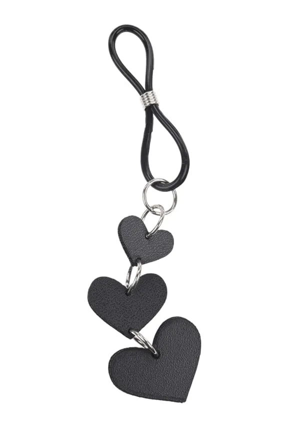 Sportsheets Sex & Mischief Faux Leather Heart Nipple Ties Black