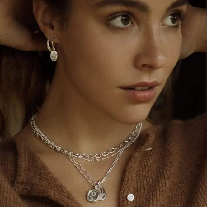 Stacked Linked Chain Sterling Silver Necklace NB8008_SLV