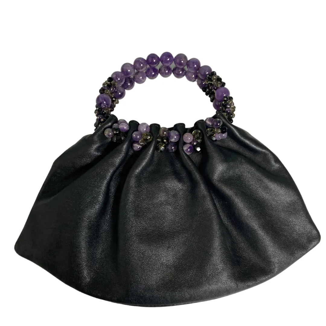 Taryn Nicole Leather Drawstring Gemstone Bag