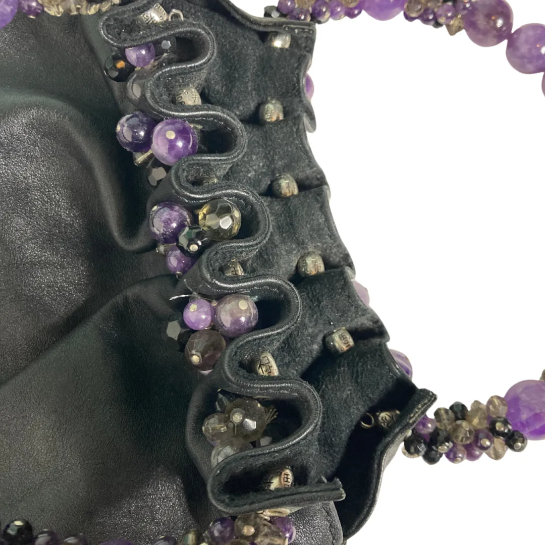 Taryn Nicole Leather Drawstring Gemstone Bag
