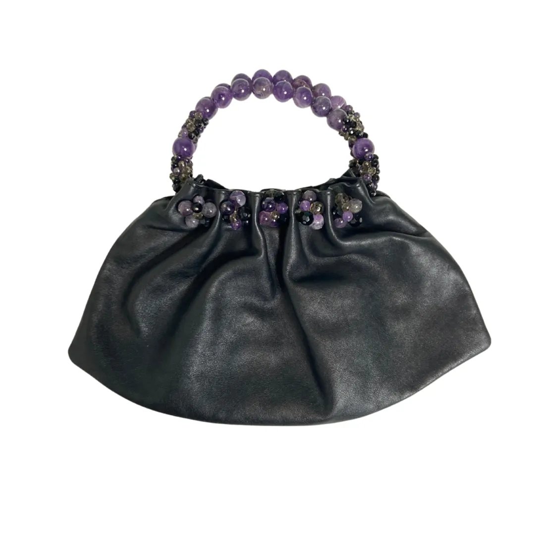 Taryn Nicole Leather Drawstring Gemstone Bag