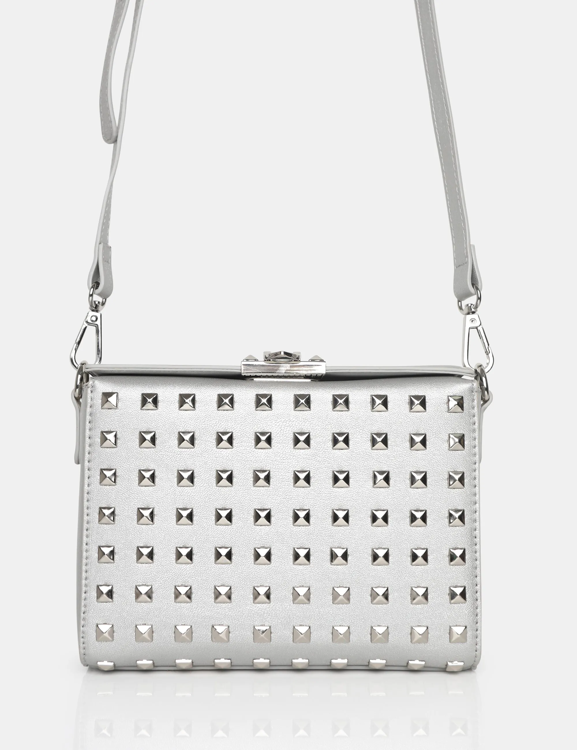 The Jose Silver PU Metal Studded Bag