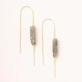 Thread Earring Labradorite/Black/Gold