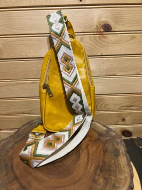 Vegan Leather Sling Bag - Gold/Mustard.