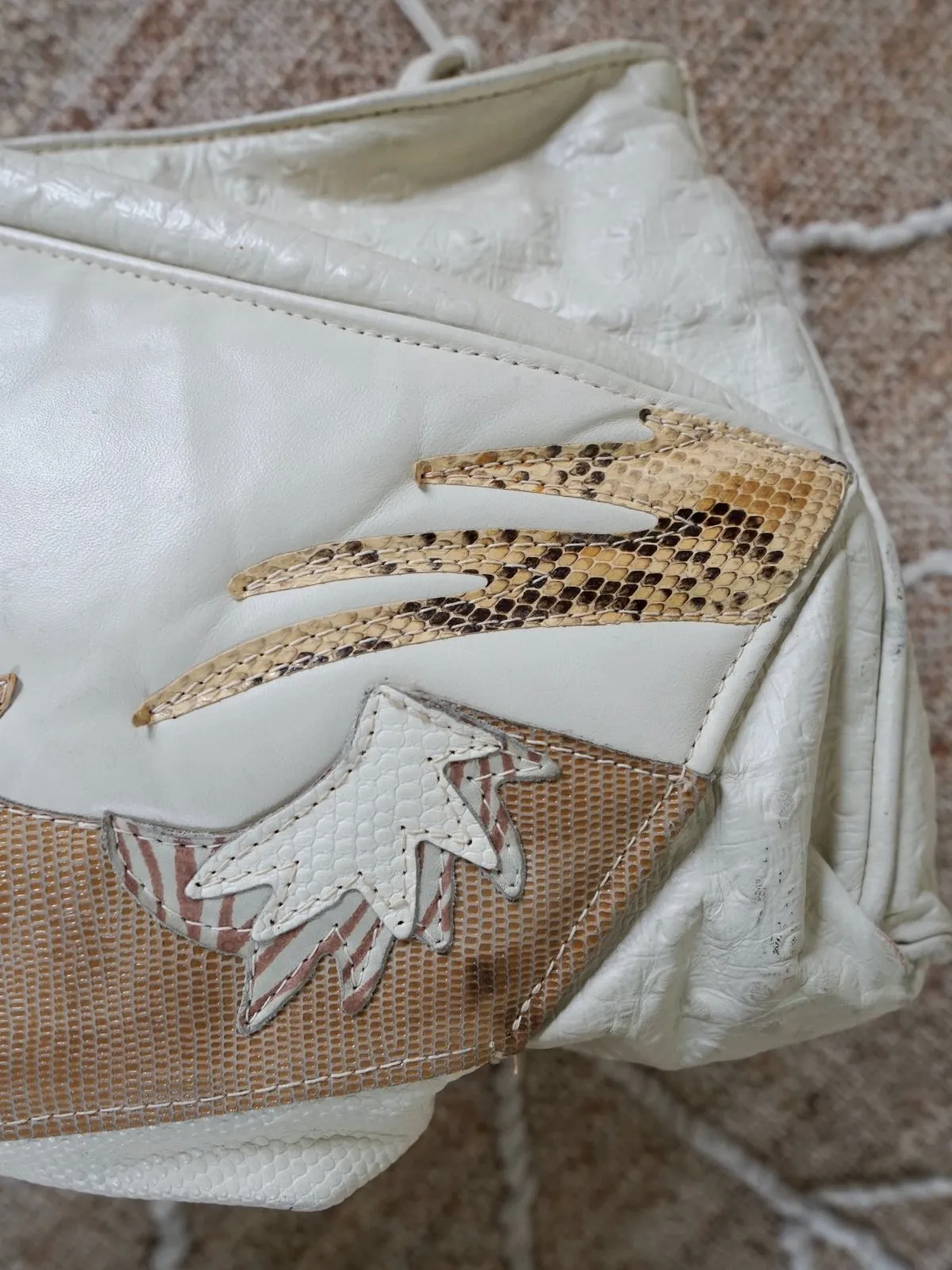 Vintage Bird Motif Leather Bag