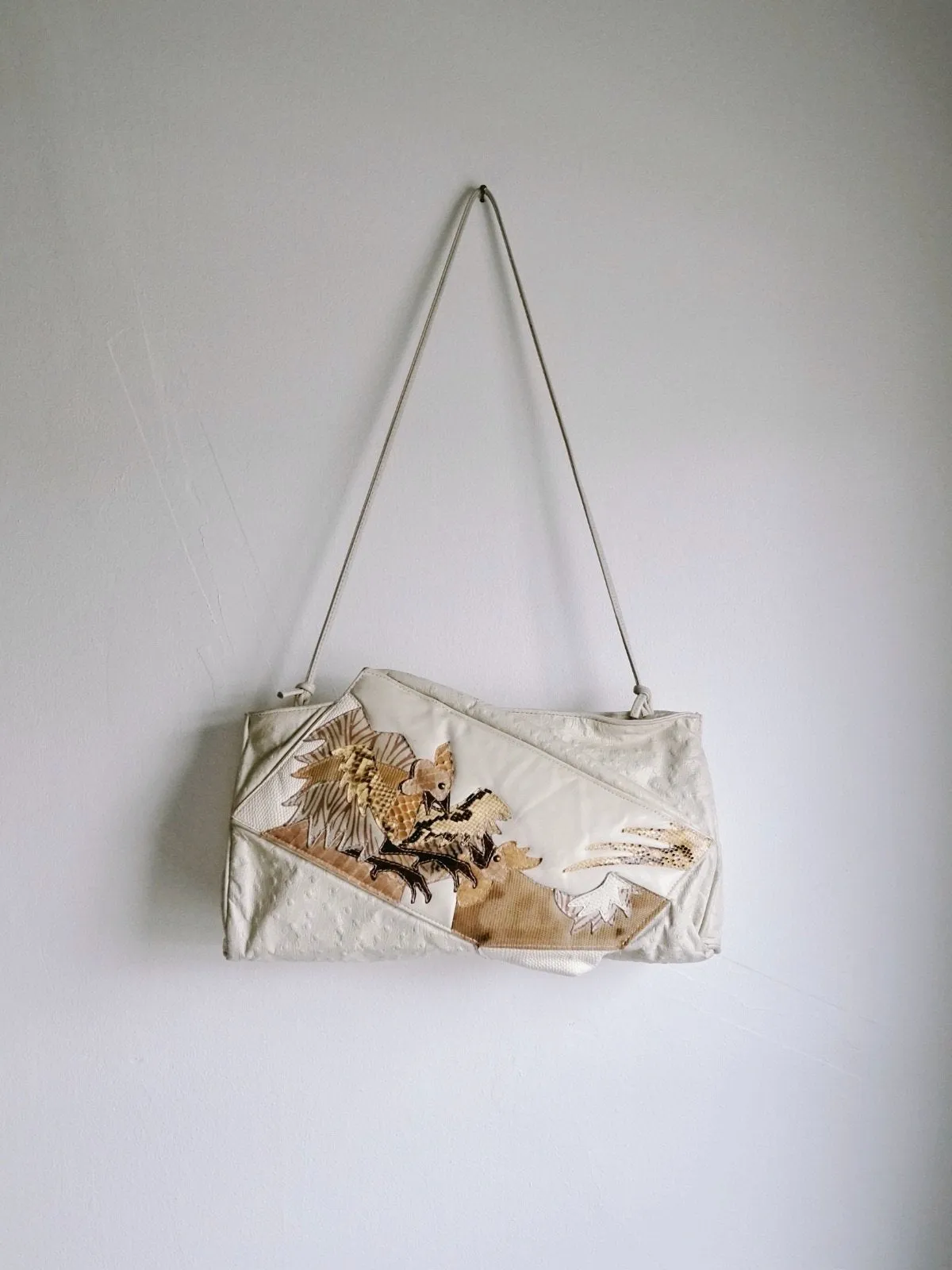 Vintage Bird Motif Leather Bag