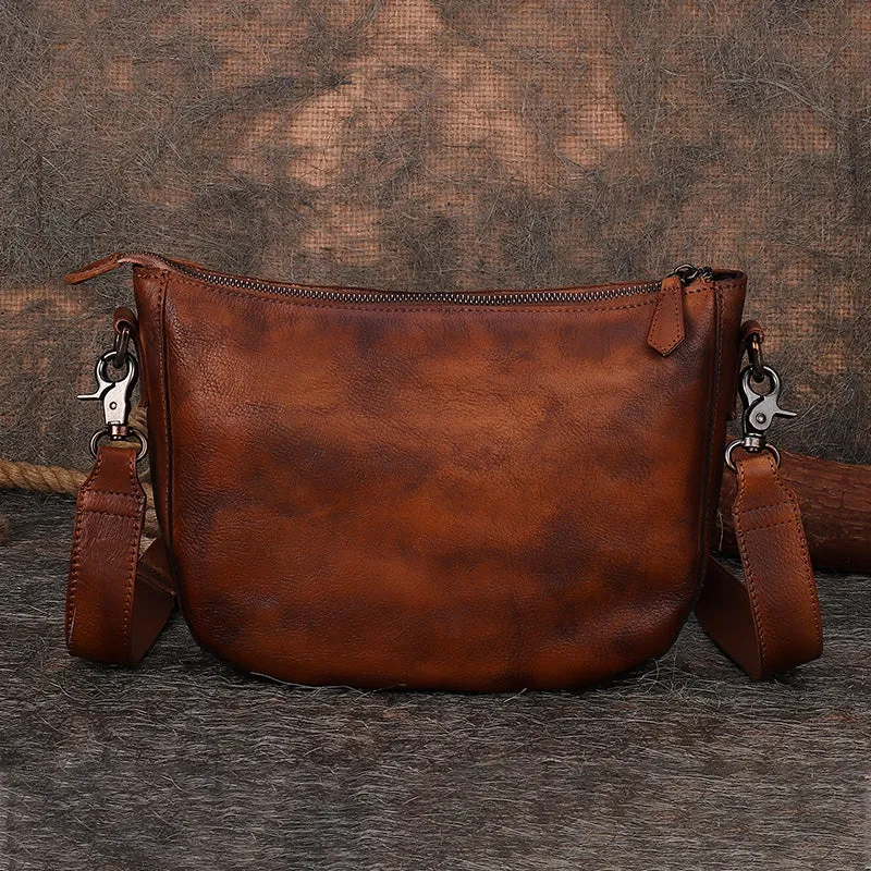Vintage Ladies Rivet Leather Satchel Bag Cross Shoulder Bag For Women