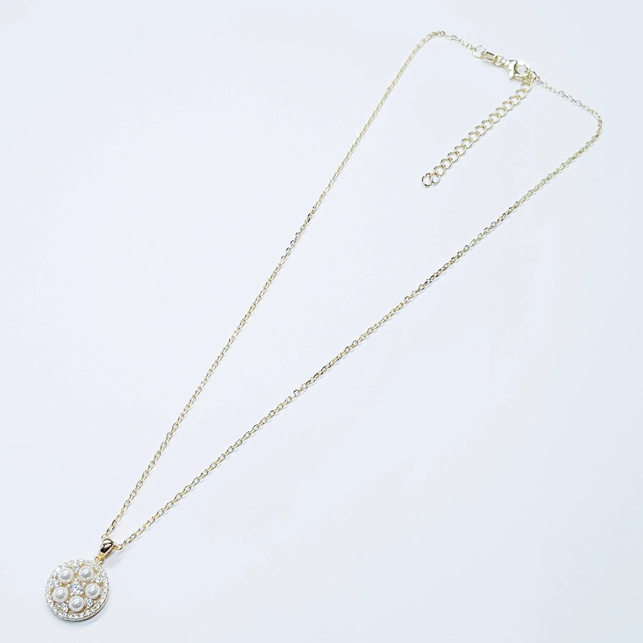 Vintage style gold pearl pendant - elegant sterling silver pearl necklace