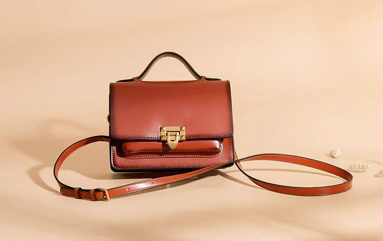 Vintage Womens Leather Satchel Bag Shoulder Handbags For Women