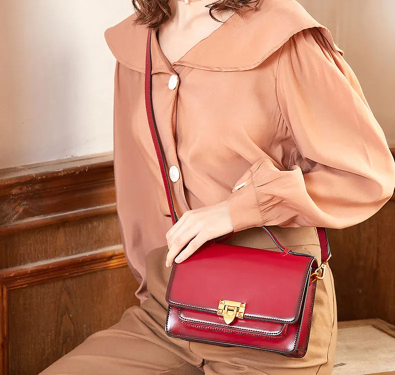 Vintage Womens Leather Satchel Bag Shoulder Handbags For Women