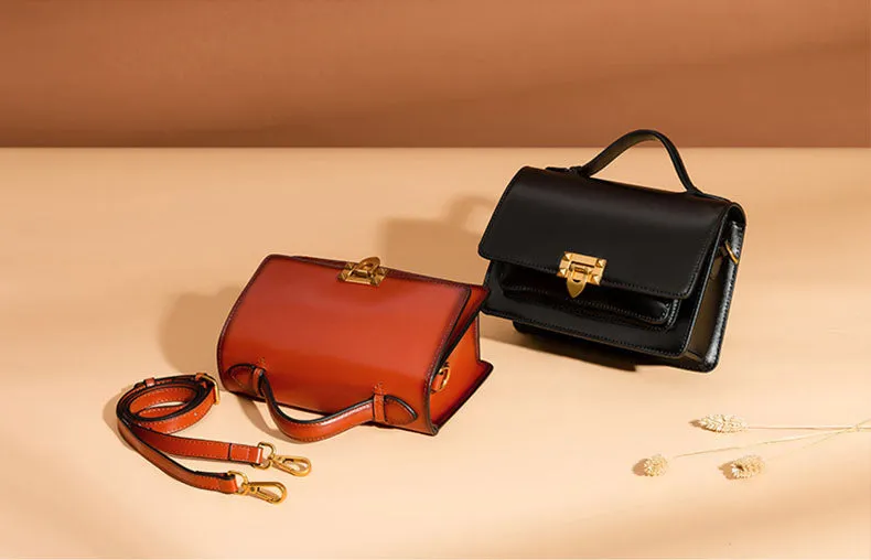 Vintage Womens Leather Satchel Bag Shoulder Handbags For Women