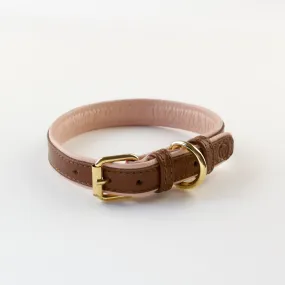 Willow Walks leather collar in brown and soft pink