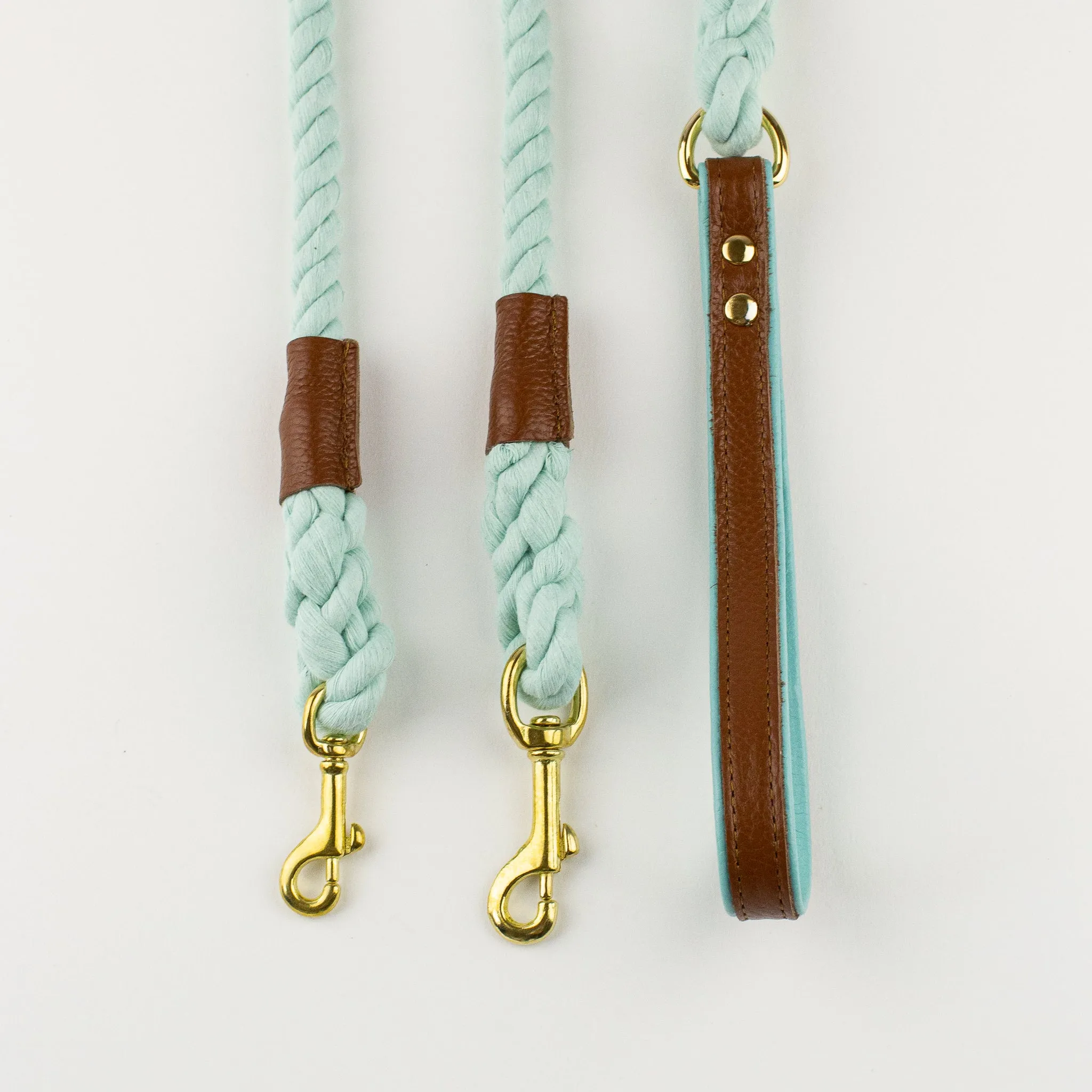 Willow Walks multi coloured rope lead with leather details in red and fuchsia