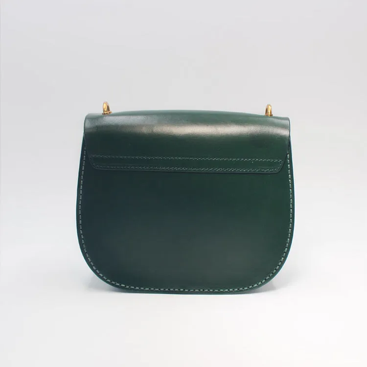 Women Green Leather Saddle Bag Crossbody Bags Shoulder Bag for Women
