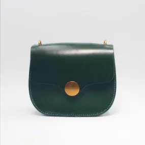 Women Green Leather Saddle Bag Crossbody Bags Shoulder Bag for Women