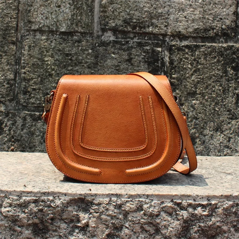 Women Saddle Bags Brown Leather Crossbody Bags Shoulder Bag for Women