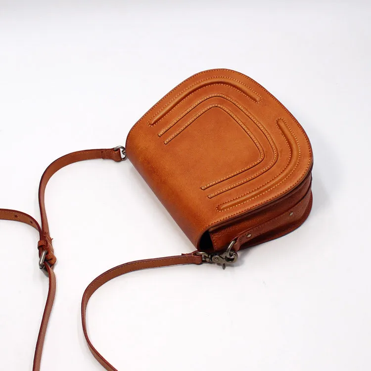 Women Saddle Bags Brown Leather Crossbody Bags Shoulder Bag for Women